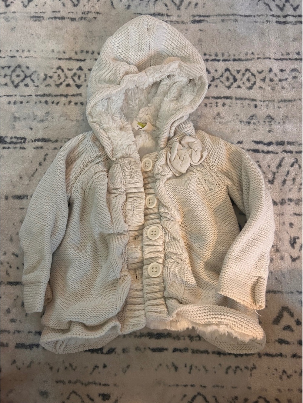 Carter's Baby Girls Beige Knit Hooded Cardigan Sweater 12-18 Months
